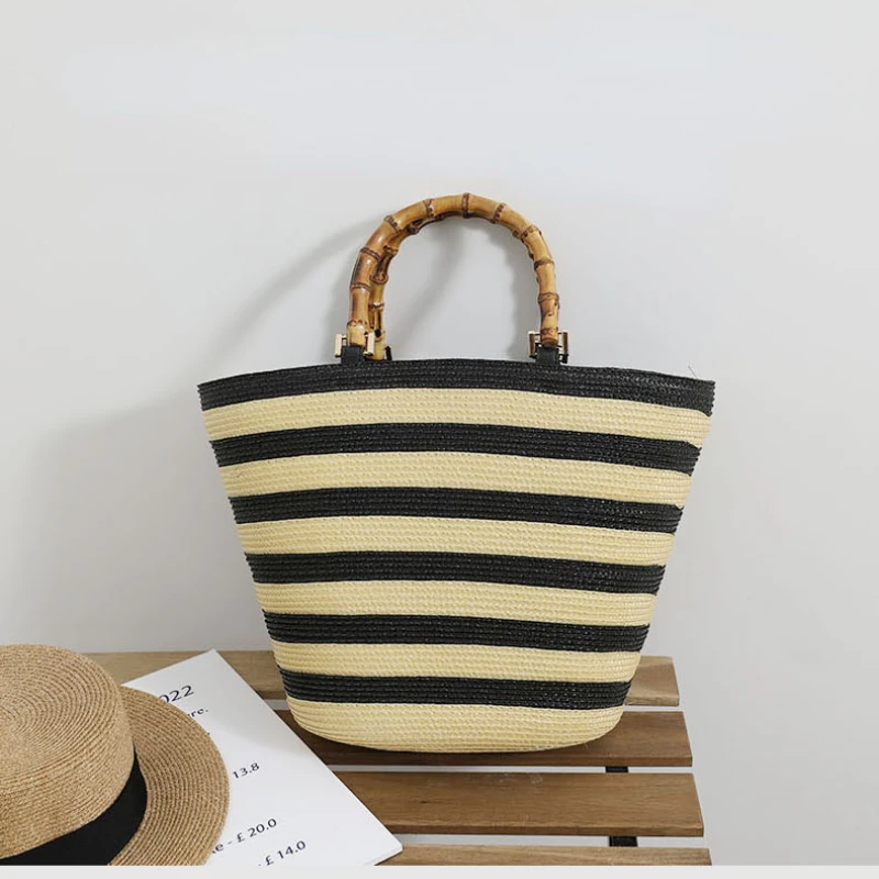 

Ladies Summer Large Capacity PP Woven Bag 2022 New Tote Bag Hand Woven Bag Seaside Holiday Beach Bag