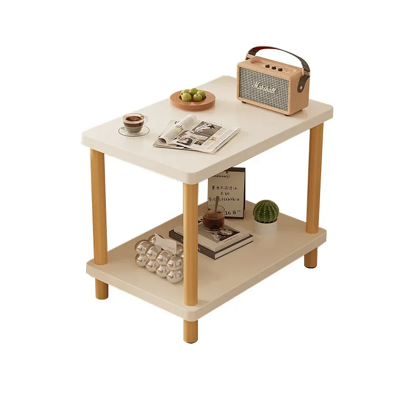 Movable Two Tier Coffee Table Living Room Sofa Side Table Small Apartment Bedside Cabinet Side Tables Living Room Furniture
