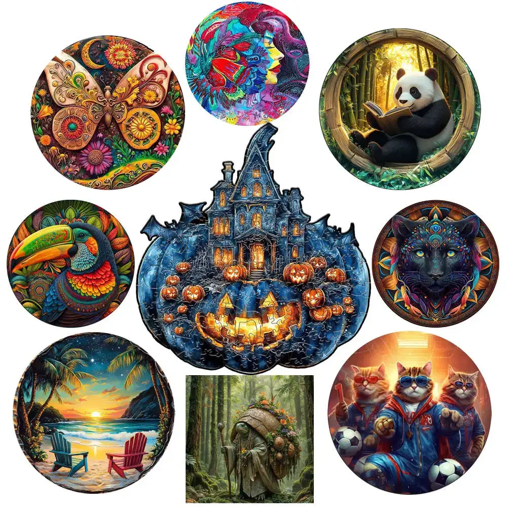 

Wooden Animal Puzzle for Adult Kids Cute Panda Jigsaws Holiday Gifts Family Party Games A3 A5 Size Wood Puzzles