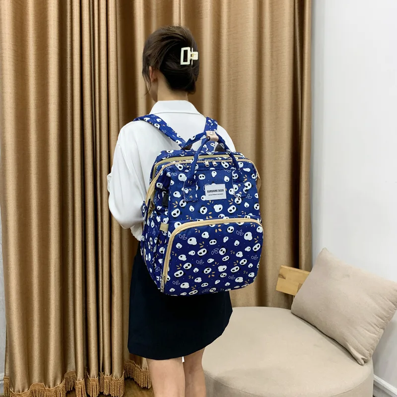 Folding Mommy Bed Bag, Large Capacity, Multi-functional Outing, Shoulder Mommy Bag, Insulated Milk Storage Mother and Baby Bag