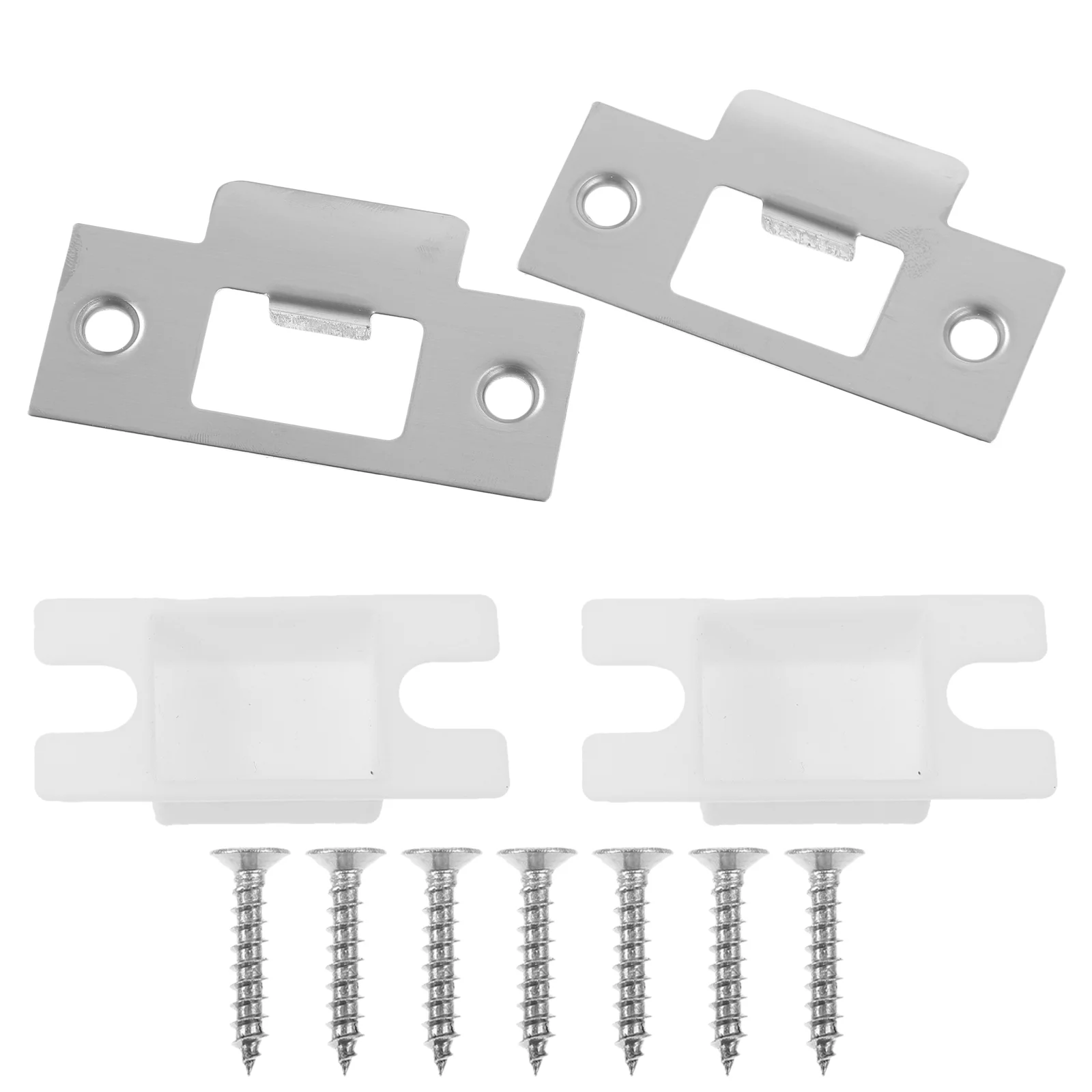 2 Sets Lock Tongue Buckle Door Locks Hole Filler Crash Plate Strike Plates for Interior Doors