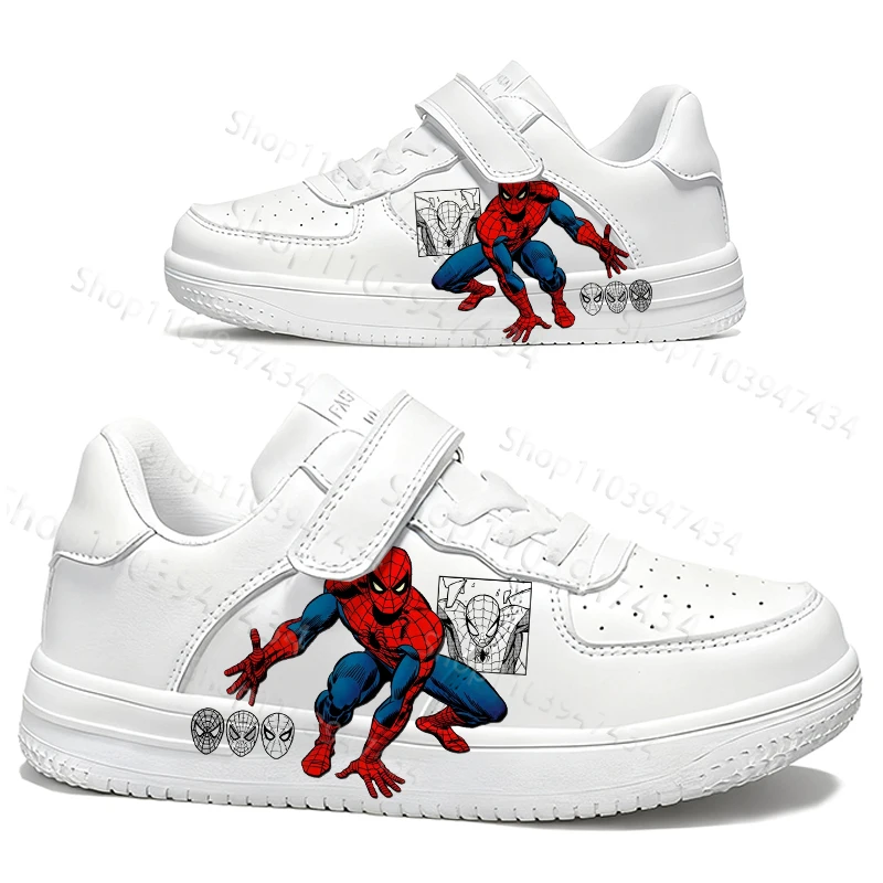 

Новая модель кроссовок Spider-Man для родителей и детей, мужские и женские, водонепроницаемые, из искусственной кожи, дышащие, прочные, маленькие белые кроссовки для мальчиков и девочек, подарок