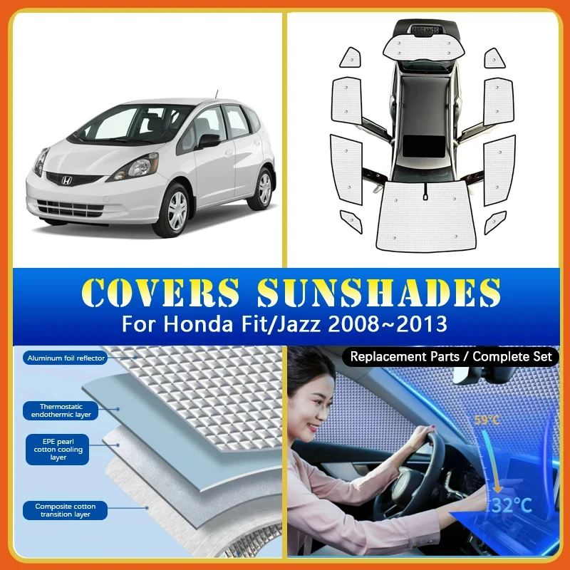 

Car Sunshade Covers For Honda Fit Jazz GE6~GE9 2008~2013 Car Sun Protector Windshield Sunscreen Window Coverage Car Accessories