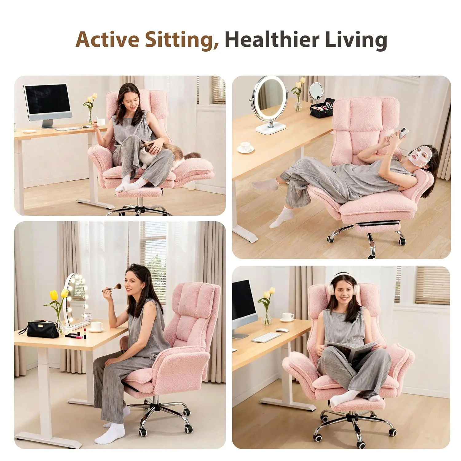 Big and Tall Office Chair, Flip Armrests for Pets & Cross Legged Sitting, Executive Ergonomic Computer Gaming Chair with Foot Re view 4
