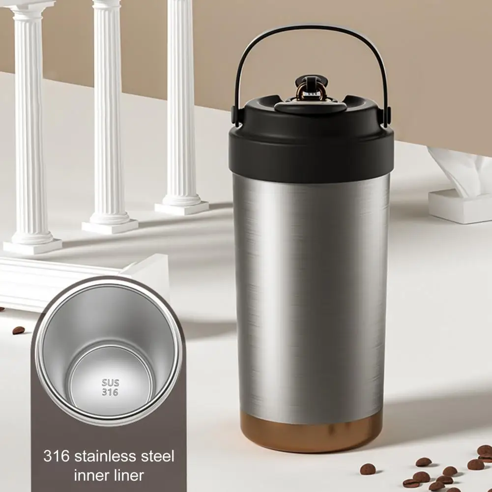 

Heat-insulated Travel Mug with Straw Stainless Steel Straw Cup Double Wall Insulated Stainless Steel Coffee Mug with for Hot