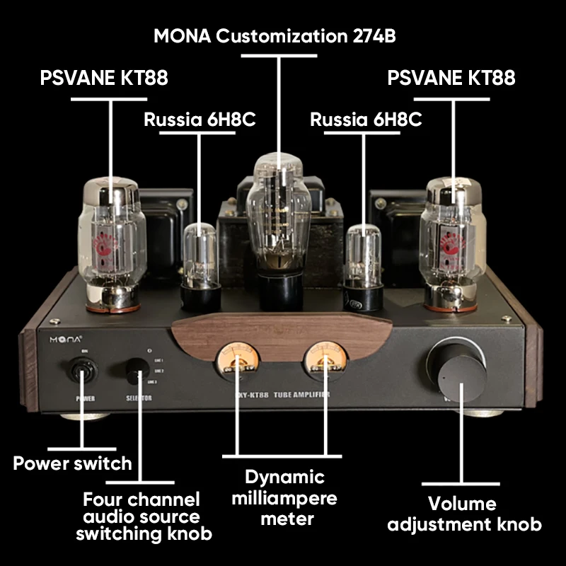 مكبر صوت أنبوبي من Himing Mona LXY ، إصدار خشبي للمنافسيه ، أمبير يدوي نقي أحادي الأطراف HiFi ، طاقة عالية ، KT88