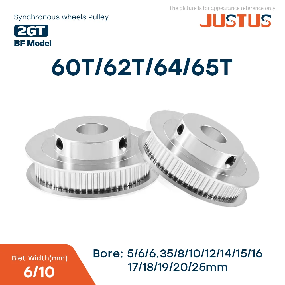 60T/62T/64T/65T GT2 Timing Pulley Bore 5/6/6.35/8/10/12/12.7/14-25mm for Width 6/10mm 2GT Synchronous Belt 3D printer CNC Parts