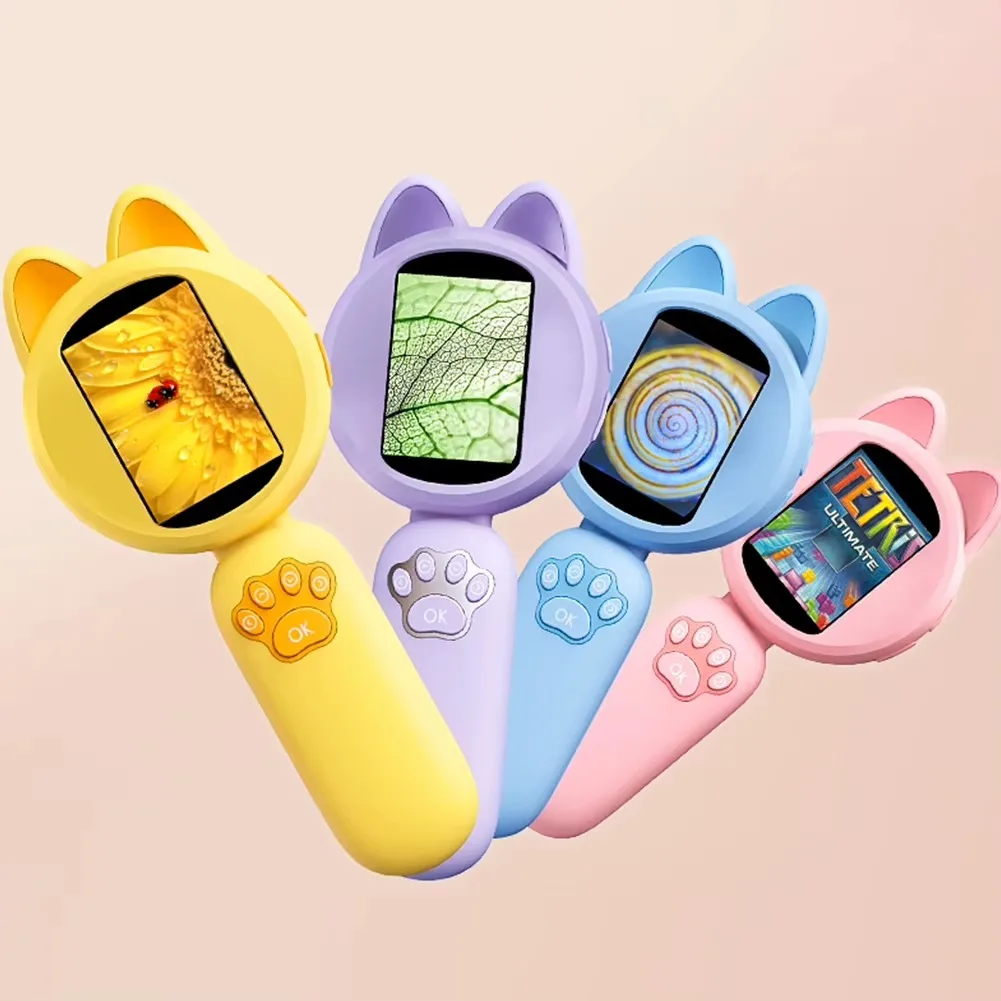With a magnifying glass, featuring a 2-inch screen and 8 LED lights. children's magnifying glass ,suitable for giving as a gift