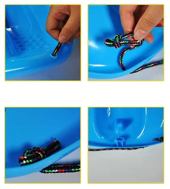 86cm 고밀도 플라스틱 눈썰매, 1~2인용, 내한성, 어린이 및 성인용, 손잡이 2개와 당김줄 포함