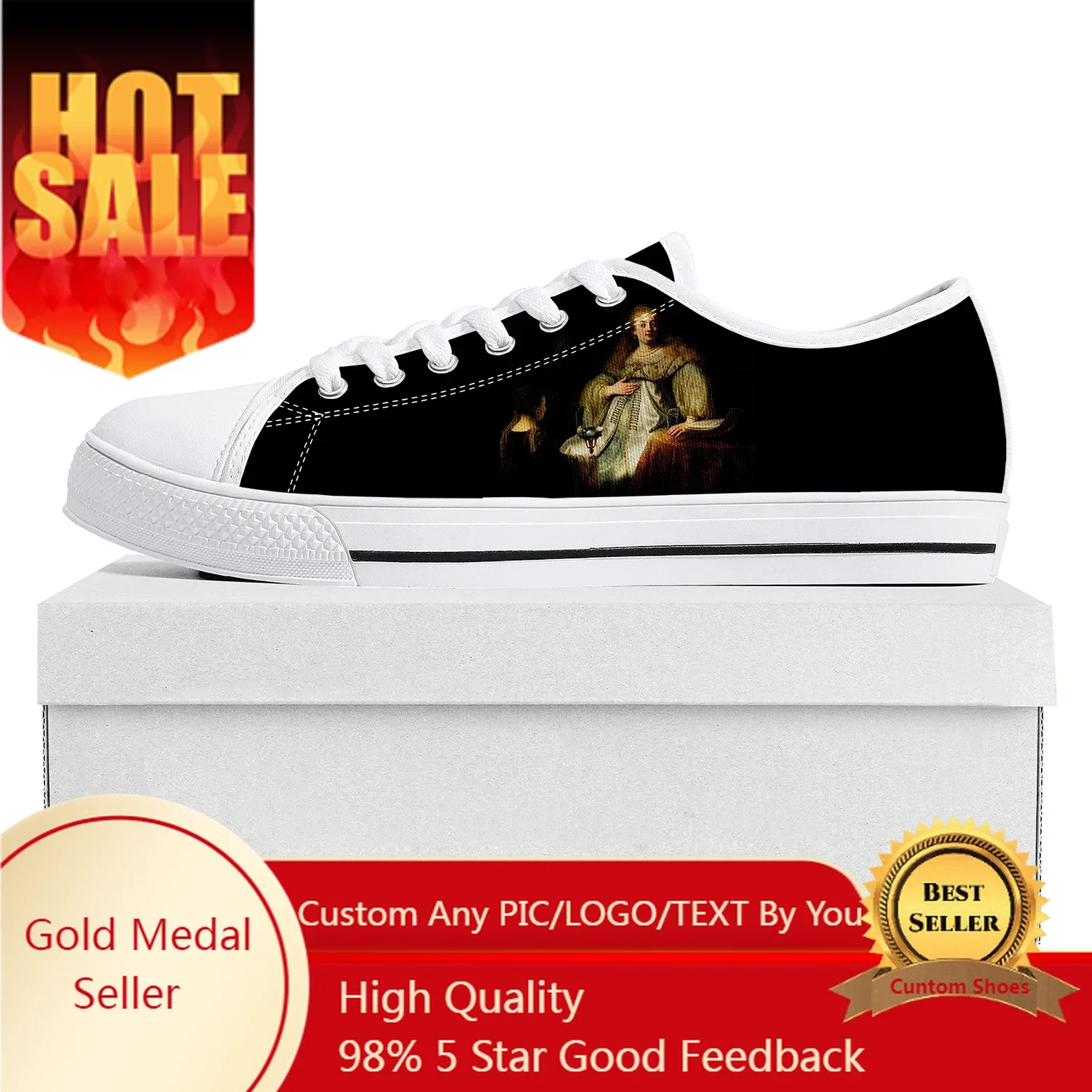 

Moon and Hunting Goddess Low Top Sneakers Mens Womens Teenager High Quality Sneaker Canvas Casual Couple Customize Shoe White
