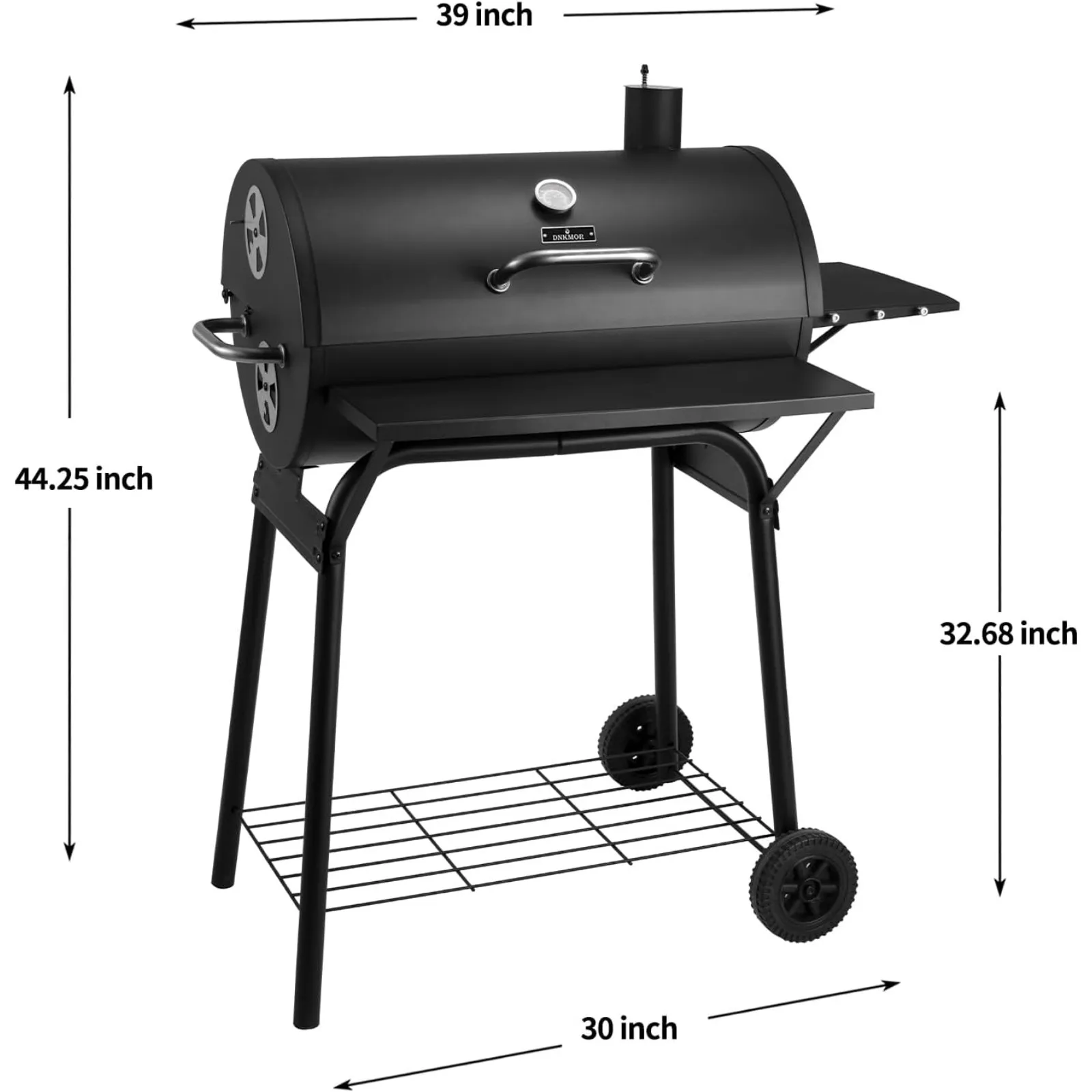 US Charcoal Grills Outdoor BBQ Grill 30INCH Barrel Charcoal Grill with Side Table, 627 Square Inches, Outdoor Backyard Camping