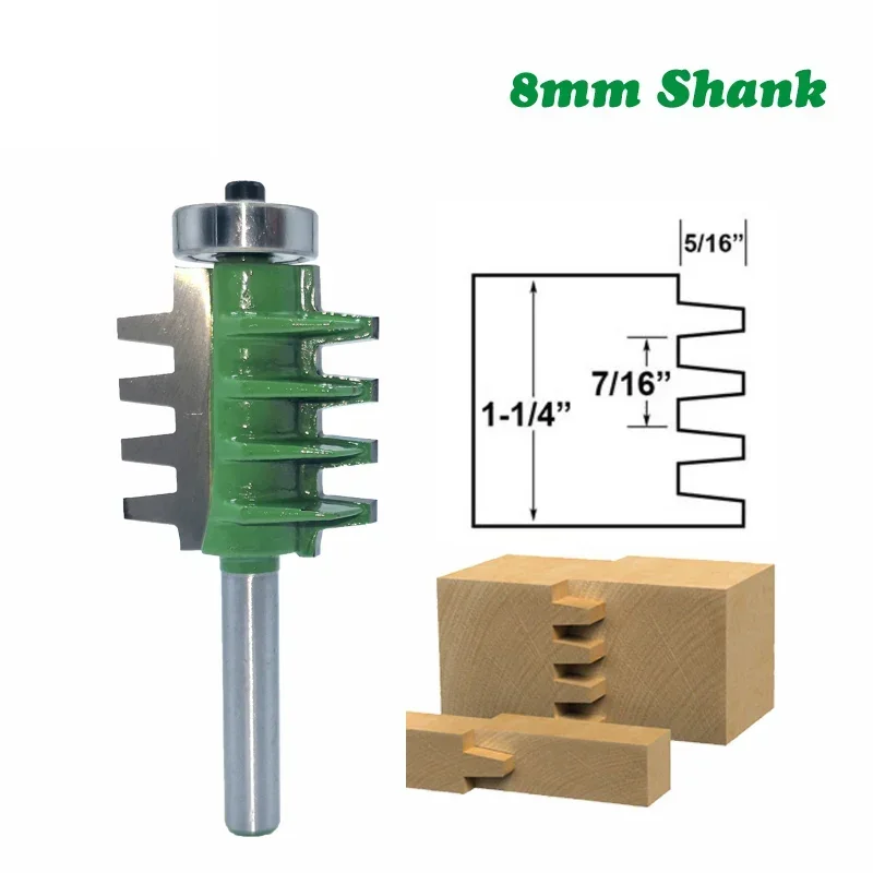 Fresa de vástago de 8MM para tallado de madera, brocas para enrutador de madera, pegamento para junta de dedo, fresa para espiga de madera, espiga cónica, 1 ud.