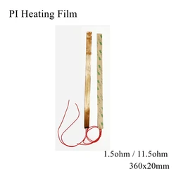 360x20mm 5V 12V 24V 110V 220V PI Heating Film Polyimide Adhesive Electric Heater Plate Panel Pad Mat Fuel Foil Oil Engine Tank