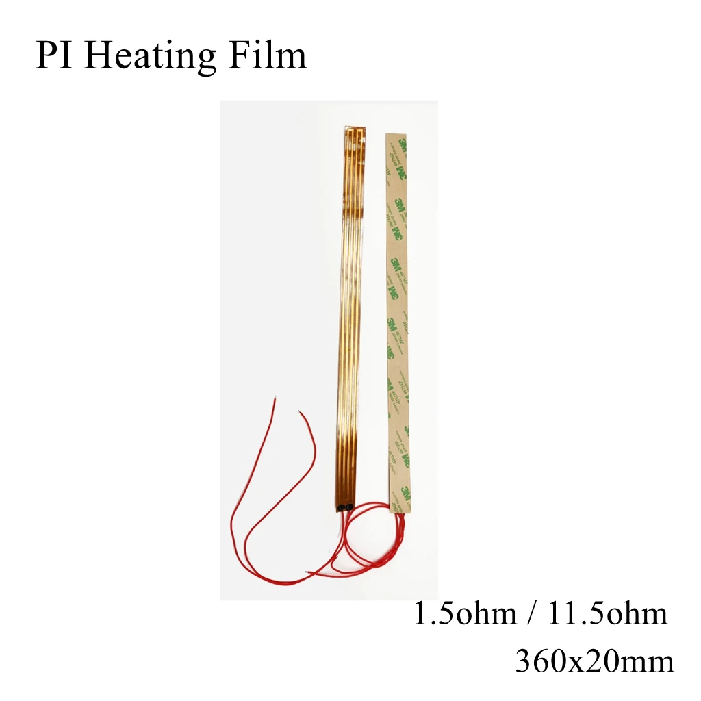 360x20mm 5V 12V 24V 110V 220V PI Heating Film Polyimide Adhesive Electric Heater Plate Panel Pad Mat Fuel Foil Oil Engine Tank