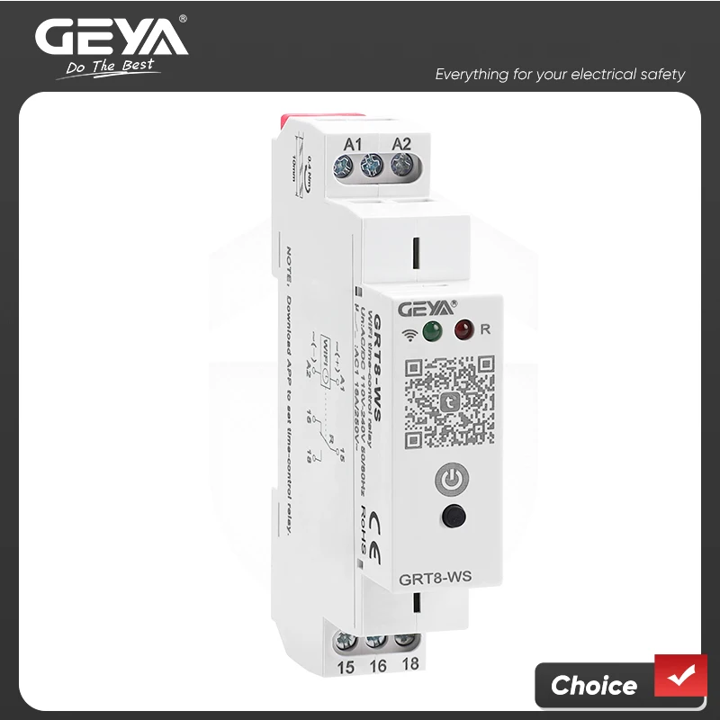 GEYA GRT8-WS WiFi Smart Home Remote Control Switch 16A AC/DC110-240V Time Control Relay TUYA WiFi Time Switch