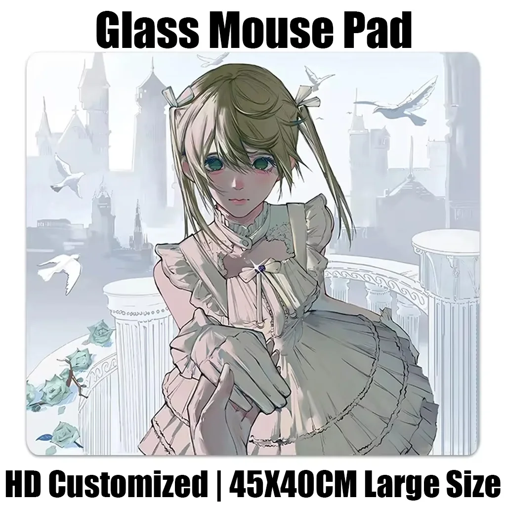 Cute Y2k Girl N9 Anime Cartoon Glass Mouse Pad Gaming Reproduced Upgrade Coated Smooth Surface Custom Gamer FPS Gaming Desk Mat
