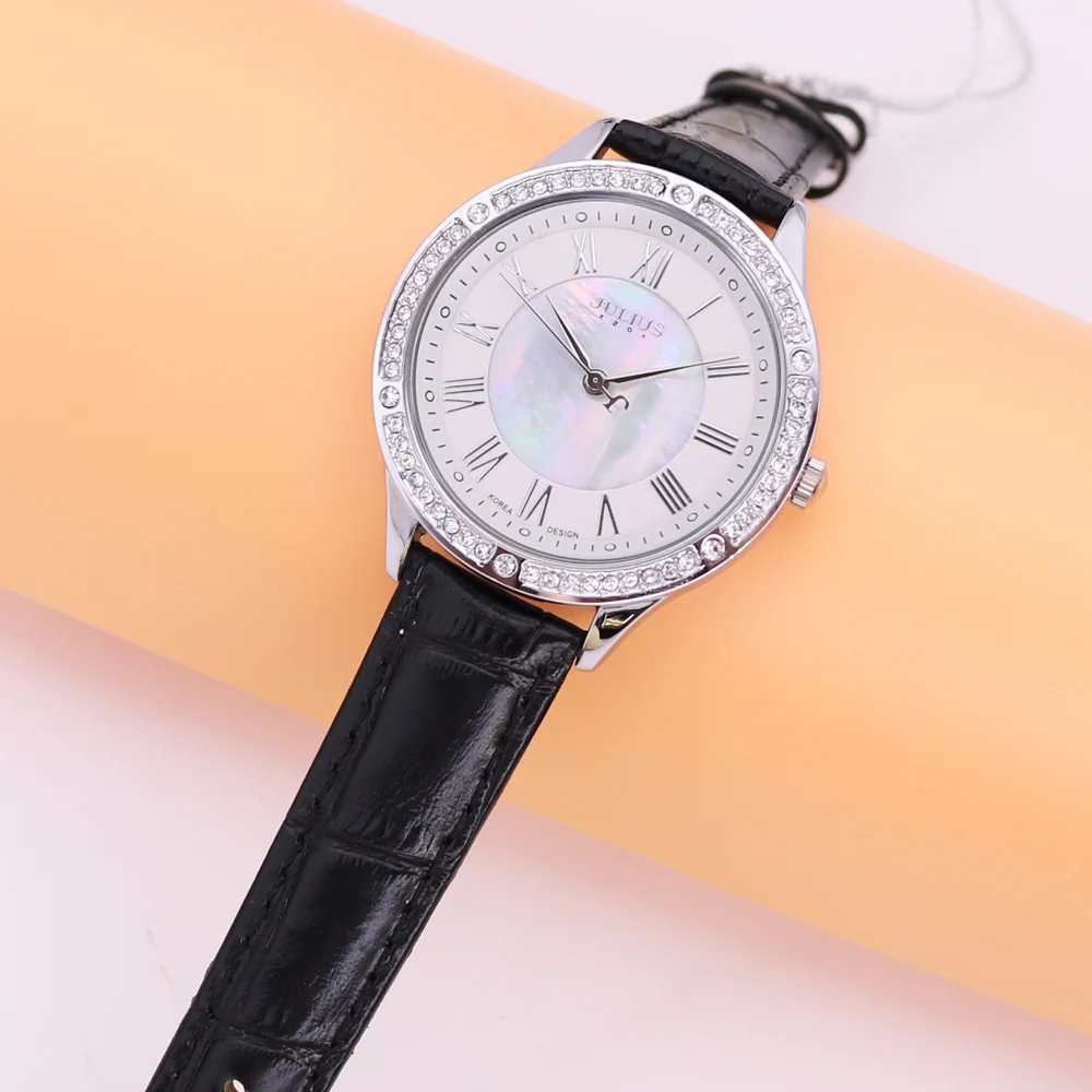 Classic Mother-of-pearl Julius Lady Women's Watch Japan Quartz Hours Retro Clock Fashion Cute Heart Girl's Birthday Gift Box