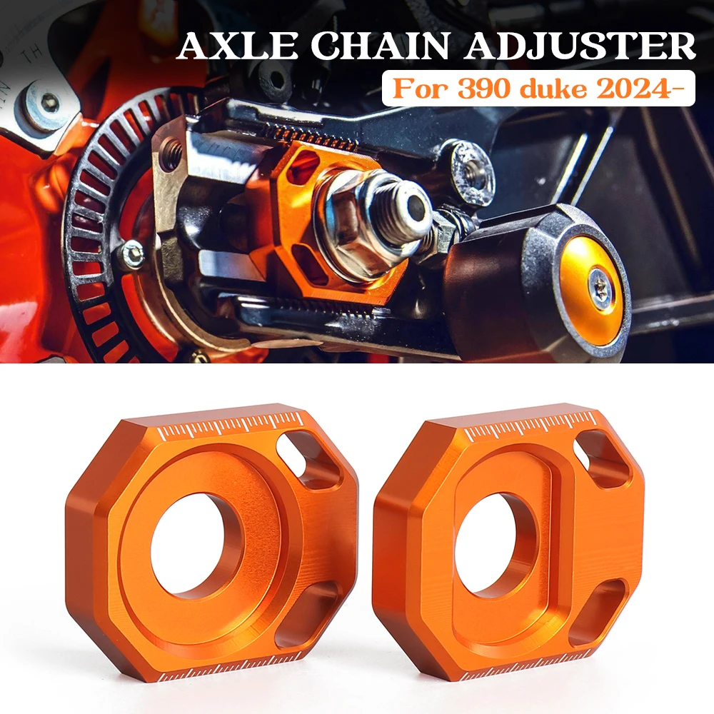 

Orange With Logo Motorcycle Rear Axle Block Chain Adjuster Regulator Sliders Tensioner For 125 DUKE 390 Duke 390Duke 2024 2025