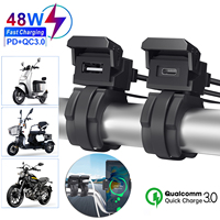 PD QC3.0 Motorcycle Dual USB Charger 12V/24V Waterproof Socket Handlebar Fast Cellular Charger Adapter Motorcycle  Accessories