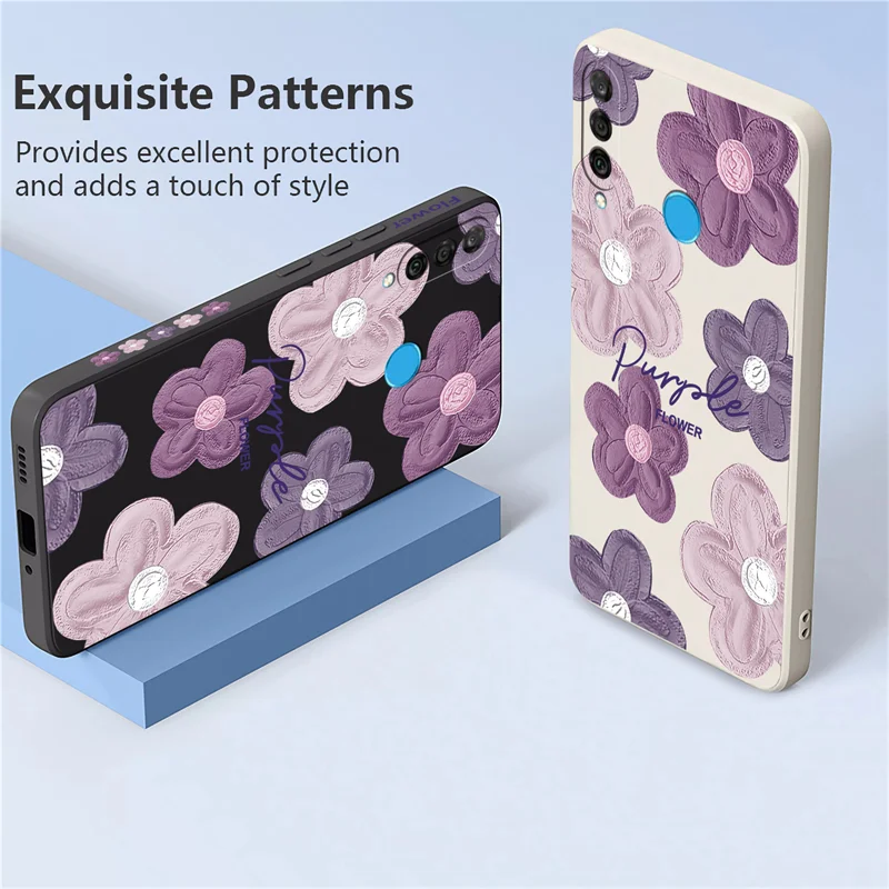 Flowers Side Pattern Phone Case For Huawei P30 P40 Lite P50 P20 Mate 10 20X 30 40 Pro Plus Liquid Silicone Cover