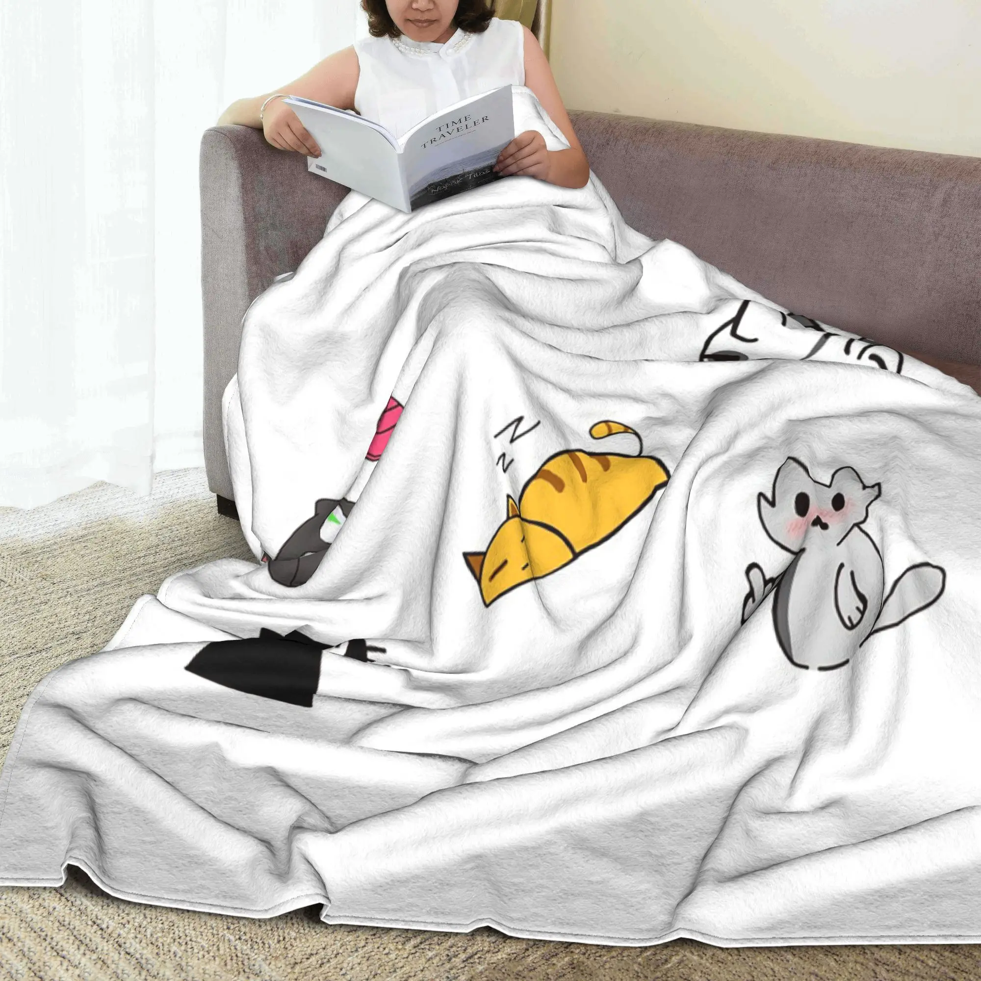 Cat stickers sheet Blanket Warm Fleece Sofa Throw Blanket for Home Bedroom Office Throws Bedspread Quilt