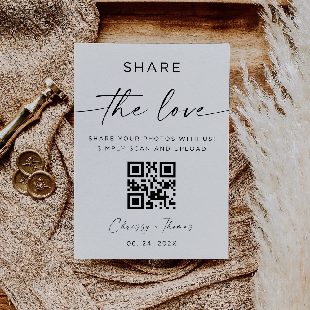 Personalized Wedding Table Card Custom QR Code Photo Sign Wedding Invitation Share The Lovethank You Card Party Decor Menu Place