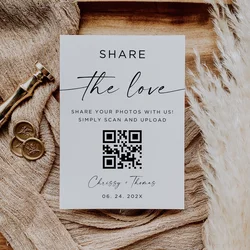 Personalized Wedding Table Card Custom QR Code Photo Sign Wedding Invitation Share The Lovethank You Card Party Decor Menu Place