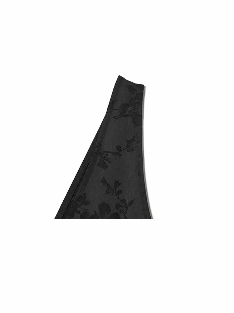 Sukienka midi damska letnia bez rękawów z dekoltem w serek, seksownym odkrytymi plecami, żakardową dekoracją, uniwersalna sukienka damska w jednolitym kolorze.