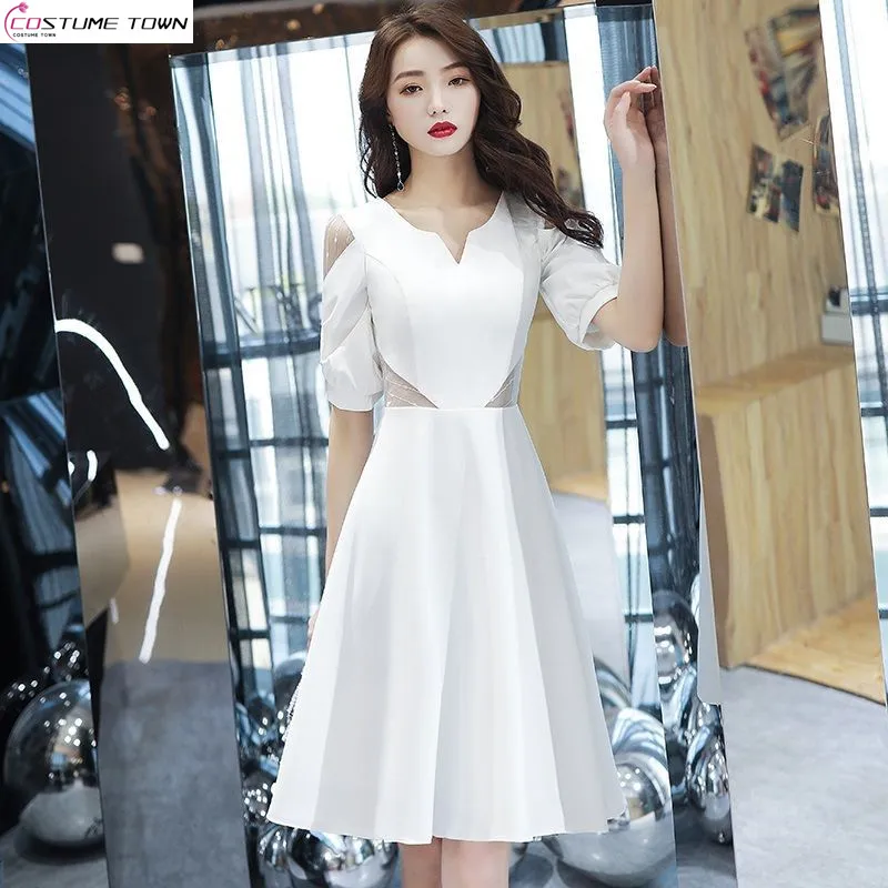 2024 Spring/Summer Korean Edition New White Evening Dress Style French Celebrity Little White Dress Dress