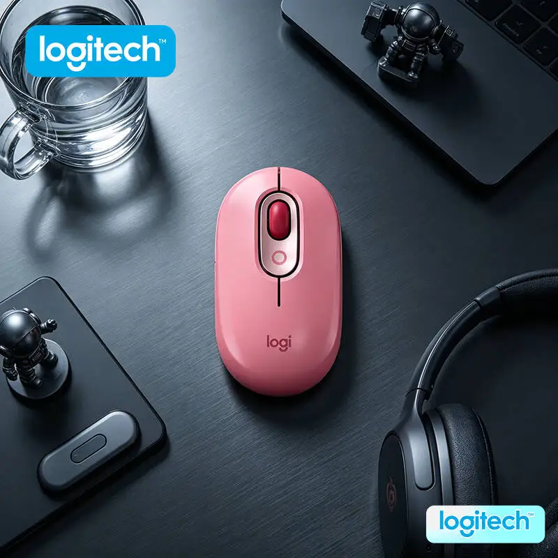 

Logitech M350 POP Pebble Wireless Mouse High-Precision Tracking Magnetic Receiver Slim Fit for Protective Laptop Sleeve Pocket