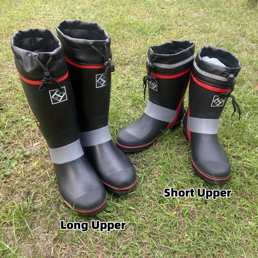 Secure-Fit Men’s Waterproof Rain Boots - Anti-Slip Rubber with Steel Spikes for Climbing&Fishing,Durable&Stylish fishing boots