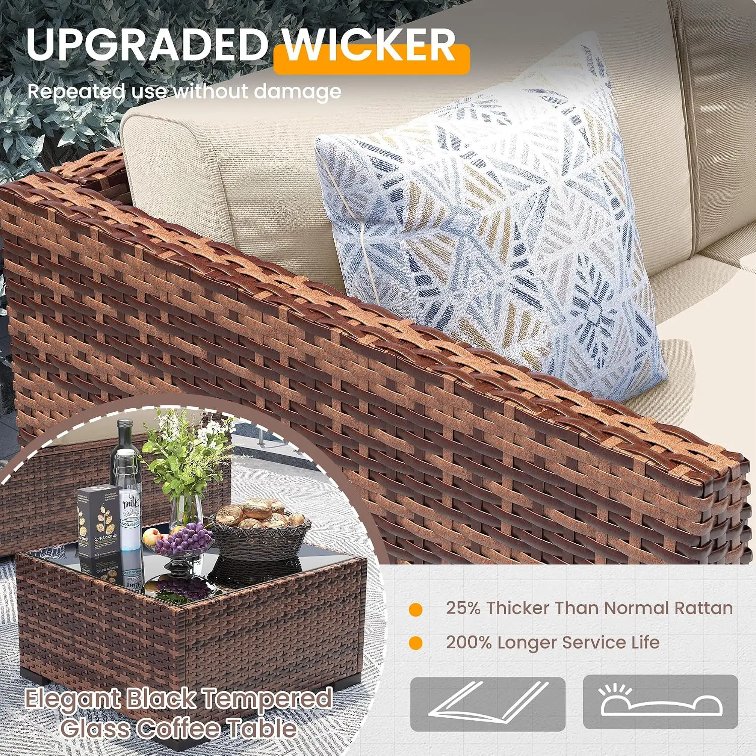 Outdoor-Sektionssofa 8-teilig  – Outdoor Furniture With Fire Pit Table Bewertung und Preis