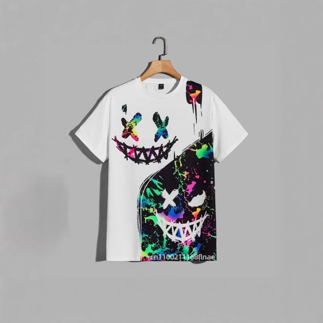 Abbigliamento da ballo di strada Top Street Hip Hop Moda T-shirt girocollo 3D da uomo T-shirt estiva a maniche corte stampata Hip Hop fresca