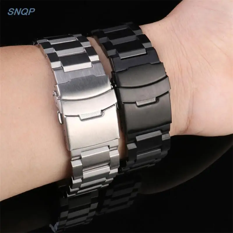 

Stainless Steel Strap 18 20mm 22mm 24mm Men Wome Solid Metal Diving Watch Band Bracelet Double Press Folding Buckle Safety Clasp