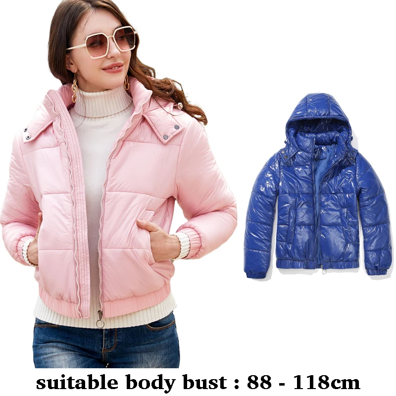

high quality women short jacket shine fabric quilted padding elastic hem casual autumn winter 2025 clothing black yellow red