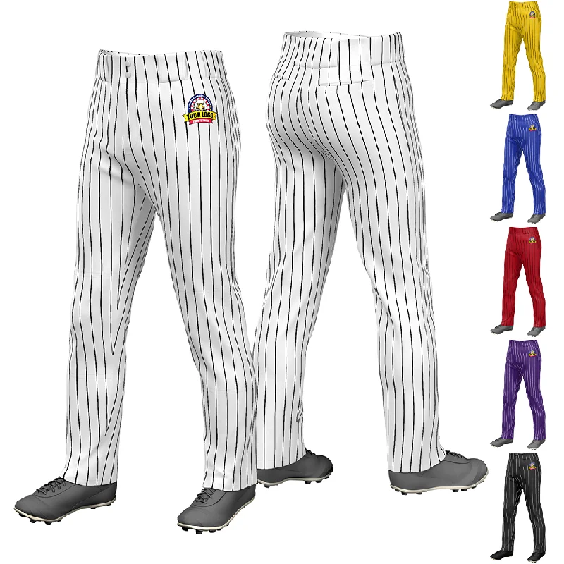

Custom Baseball Pants Stitched Team Name Number Logo Loose Fit Pinstripe Baseball Pants