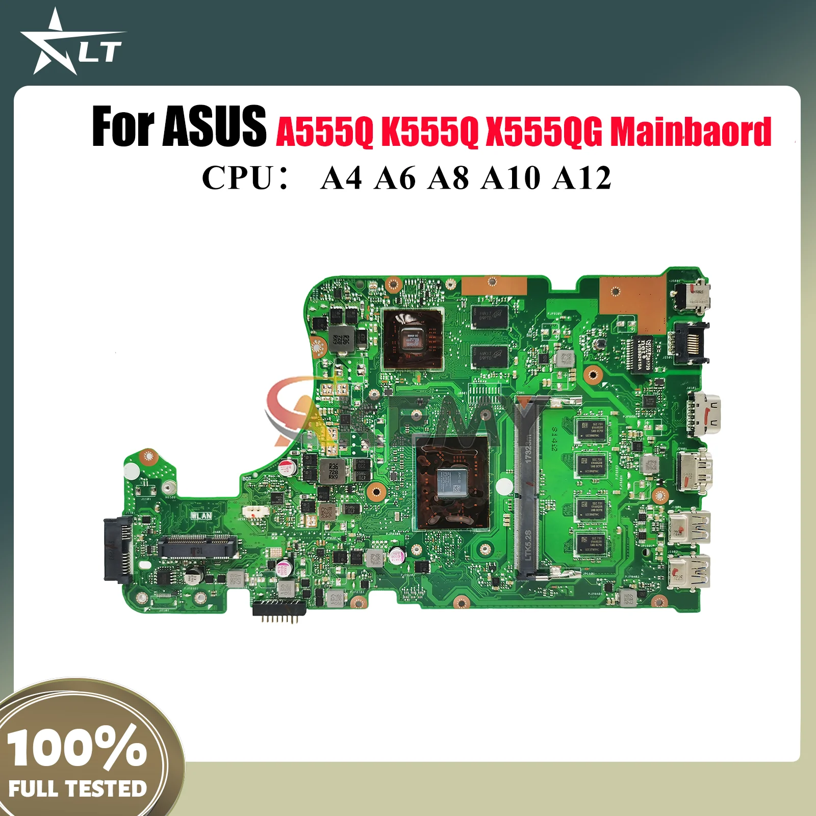 

X555QG Laptop Motherboard For ASUS VivoBook A555Q X555Q X555QG K555Q Notebook Mainboard With A4 A6 A8 A10 A12 CPU 100% tests OK