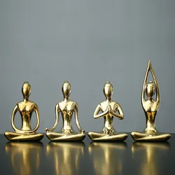 Home Decor Abstract Art Ceramic Yoga Poses Figurine Porcelain Lady Figure Statue Study Office Yoga Studio Ornaments Decorations