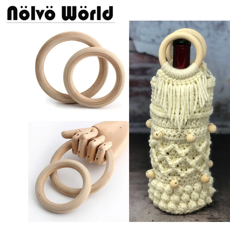 

2/4/10pcs Boho Wine Tote Bag Handle Crochet Wine Gift Bag Circle Handle, DIY Wine Bag Handles, Crochet Pattern Wood Handle