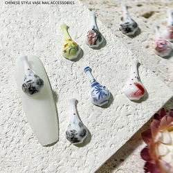 20PCS Chinese Style Flower Vase Nail Art Charms Accessories Manicure Decor Materials For Nails Decoration Design Supplies Tool