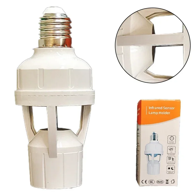 220V 110V Smart PIR Induction Infrared Motion Sensor E27 LED Lamp Base Holder With Light Control Switch Bulb Socket Adapter