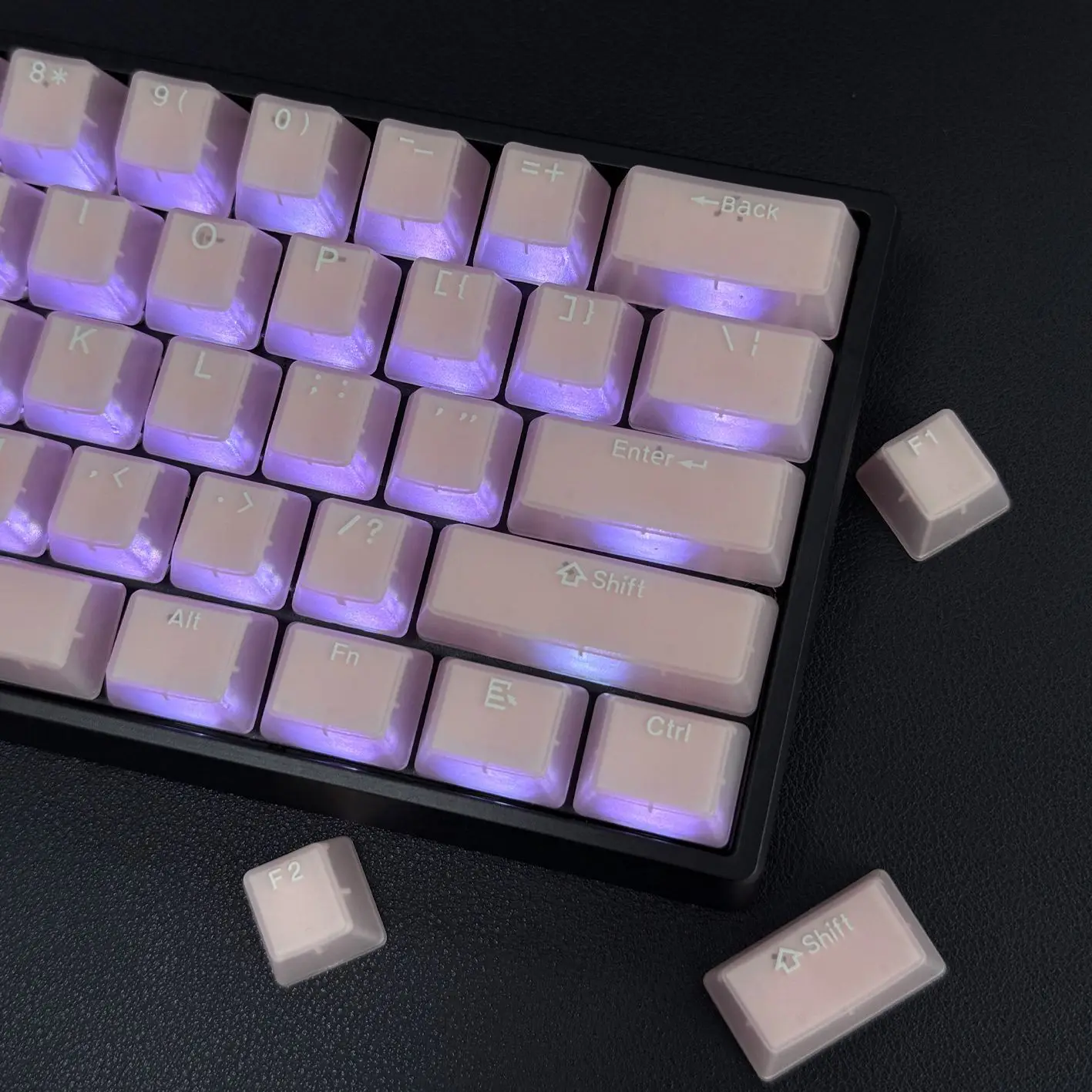 Roze Jade Clear Pudding Key caps 114 toetsen RGB-achtergrondverlichting Transparant Doule Shot PBT Keycaps OEM-profiel voor MX Switches-toetsenbord