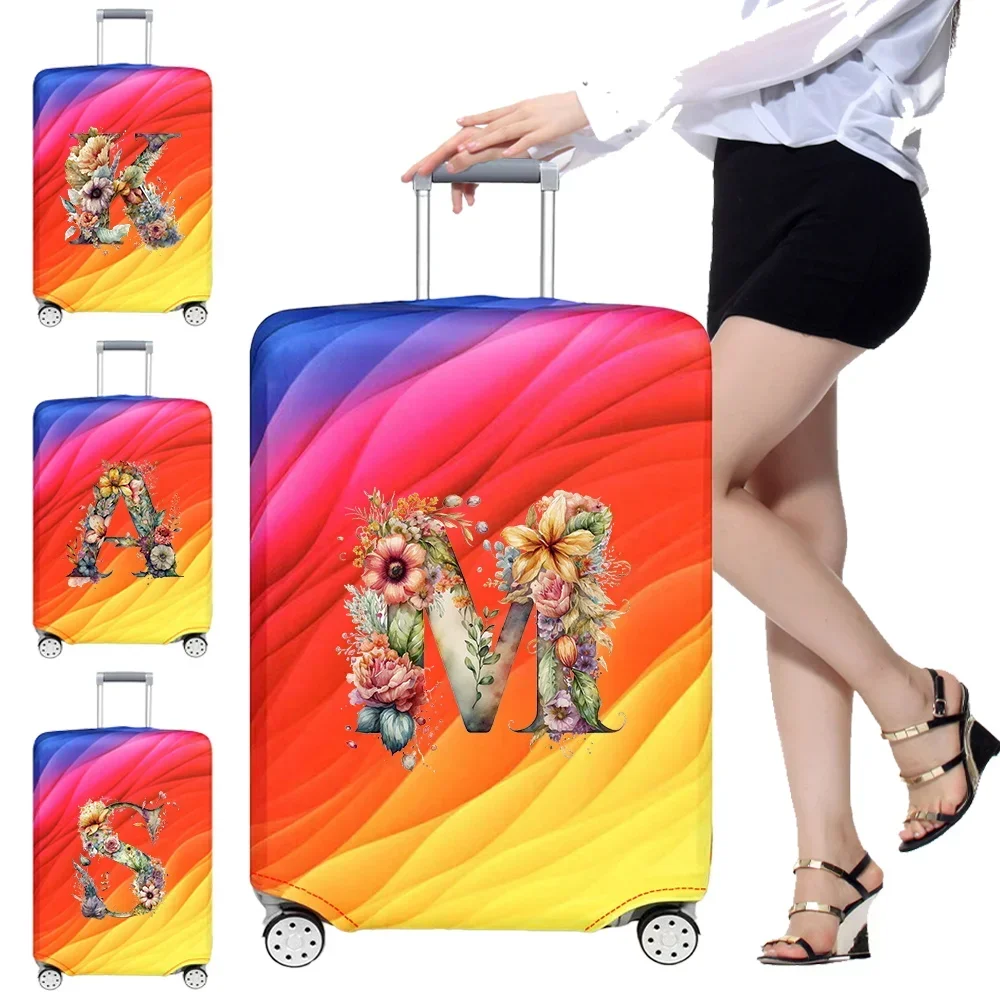 Luggage Cover Stretch Fabric Suitcase Protector Baggage Case for18-32 Inch Suitcase Case Floral Letter Series Travel Organizer