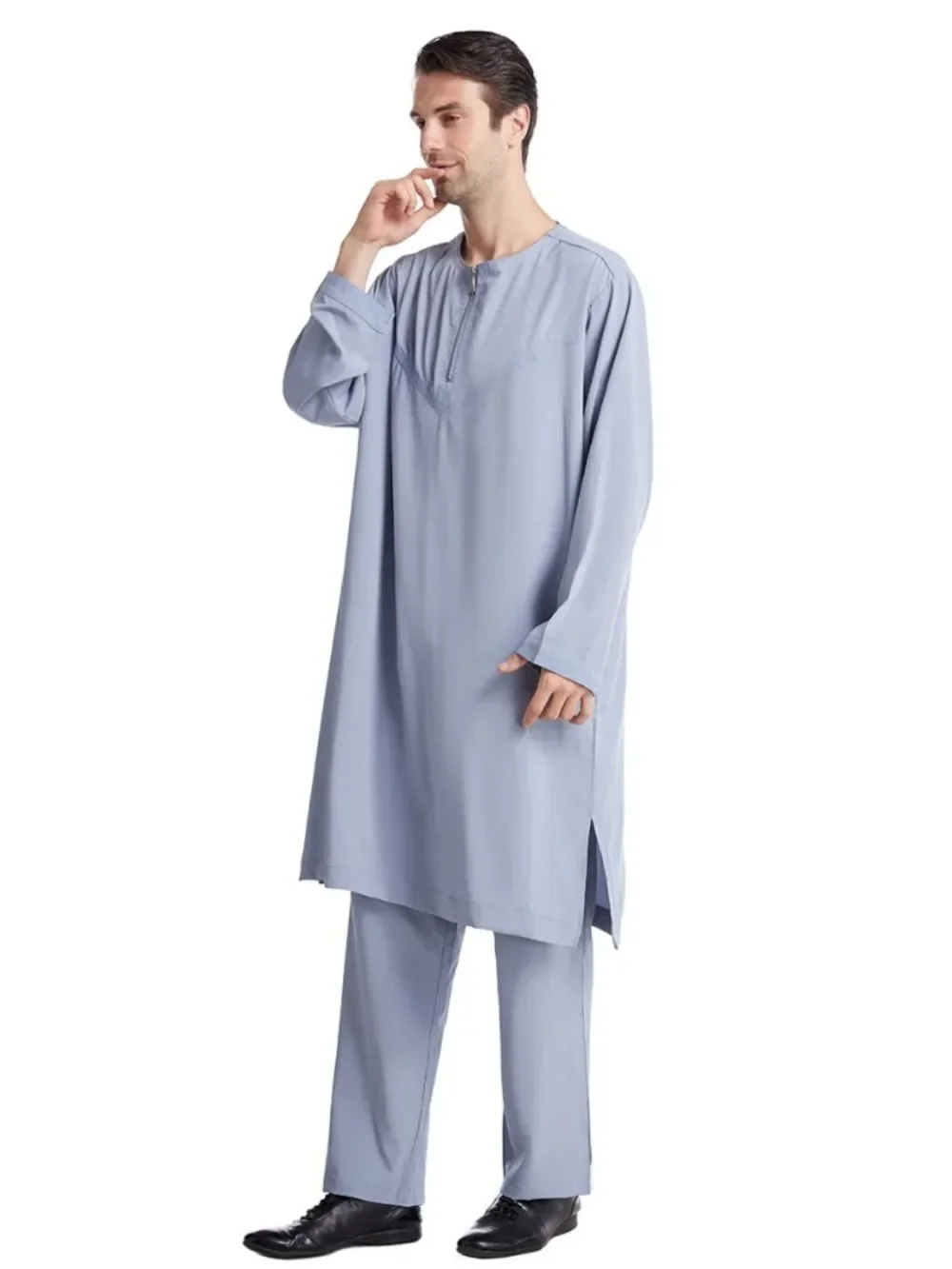 رداء مسلم عربي للرجال رمضان بلون باكستانيا العربية تركيا عباية ذكر إفطار 2 قطعة مجموعة بلوزات وسراويل ملابس إسلامية 3XL