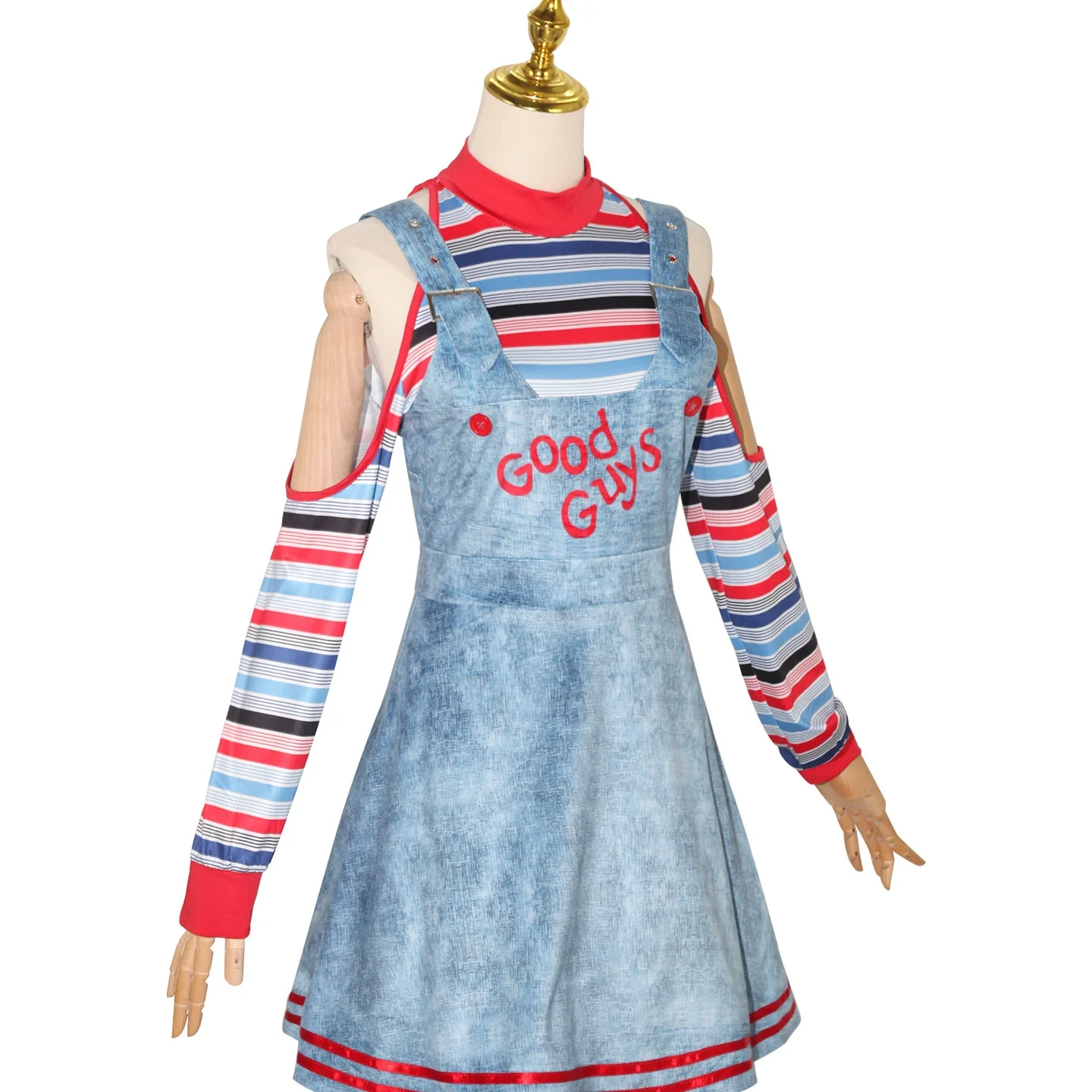 تنورة زي دمية الهالوين عبر الحدود مع أشرطة، مهرج مخيف للنساء، دمية شبح الرسوم المتحركة، أداء تنكري للنساء...