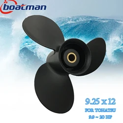 BoatMan® Propeller 9.25x12 For Tohatsu Outboard Engine 9.9HP 12HP 15HP 18HP 20HP 14 Tooth Splin eAluminum TA9-1400-012