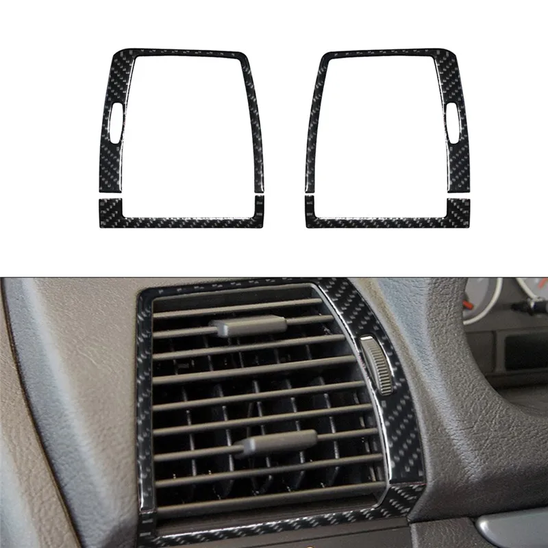 

4Pcs Carbon Fiber Dashboard Air Vent Panel Black Sticker Trim Cover for BMW X5 2000 2001 2002 2003 2004 2005 2006