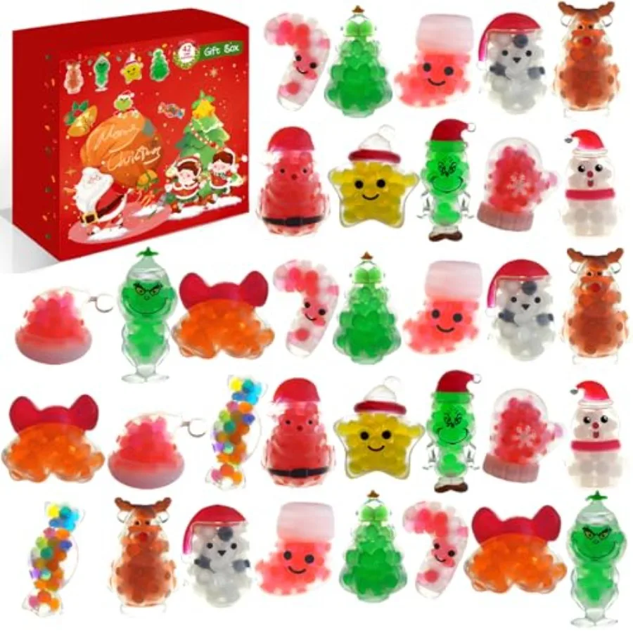 42 قطعة من كرات الضغط الإسفنجية لعيد الميلاد - ألعاب تململ إسفنجية لتخفيف التوتر الحسي، ألعاب تخزين عيد الميلاد #1