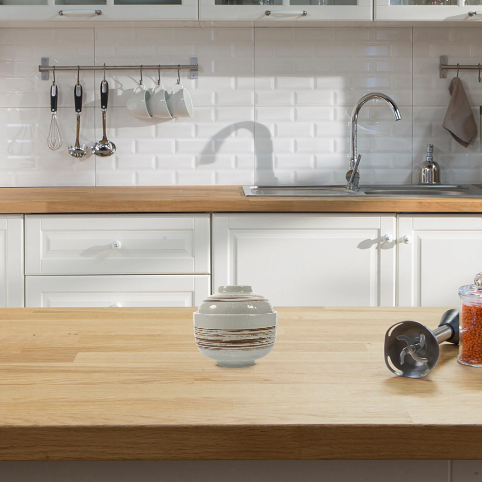 

Creative Ceramic Soup Bowl with Lid Japanese Ramen Stew Serving Bowl Dishwasher Safe Household Kitchen Dining Accessory