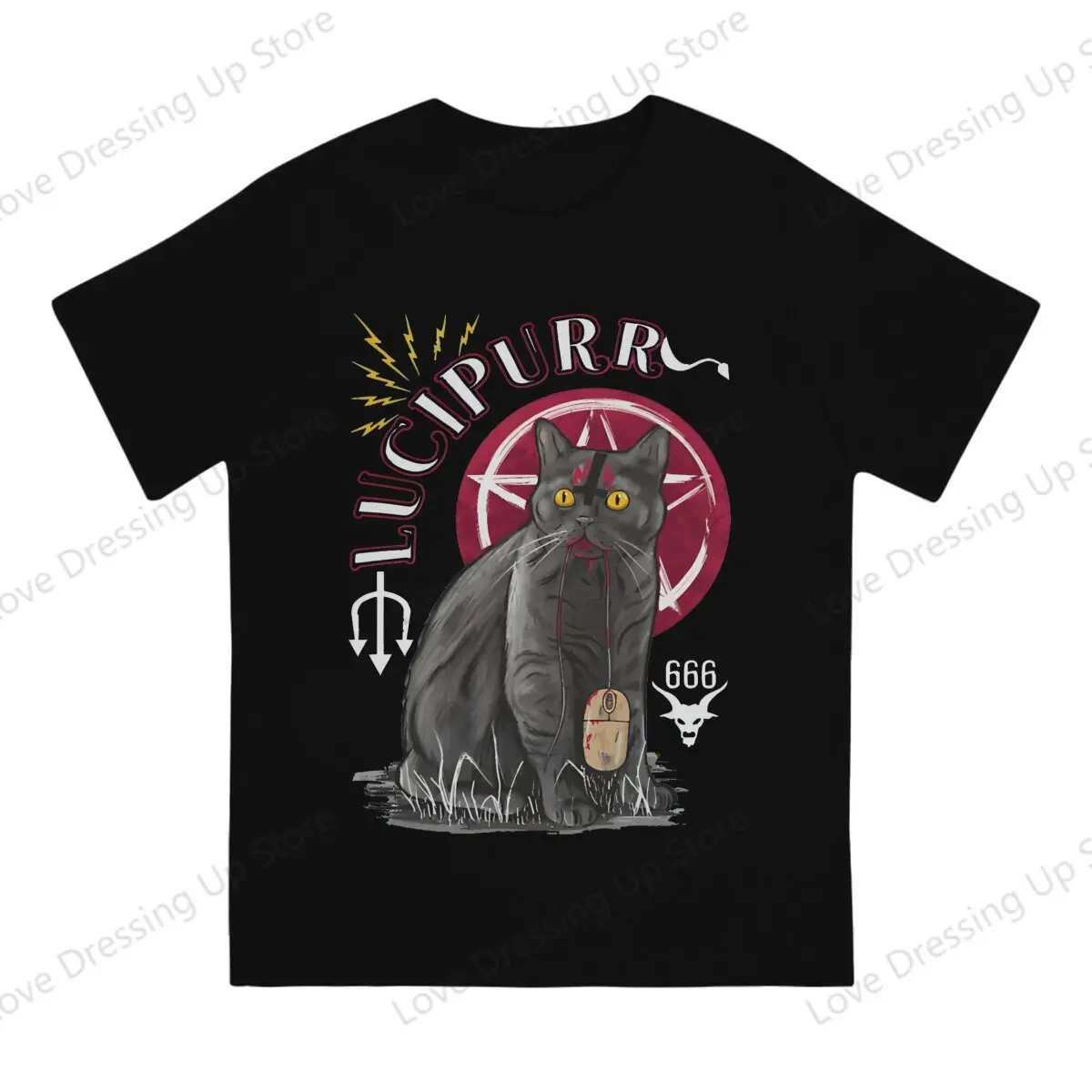 Satanic Black Metal Cat Cat Occult Kitten Gothic Animal T Shirt Harajuku Grunge Men's Tshirt Cotton  Men Clothing